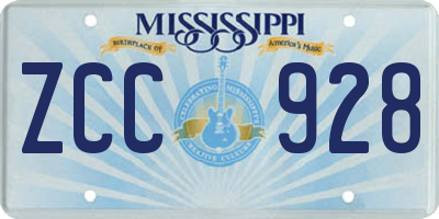 MS license plate ZCC928