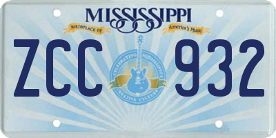 MS license plate ZCC932