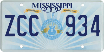 MS license plate ZCC934