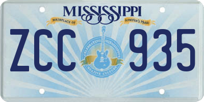 MS license plate ZCC935