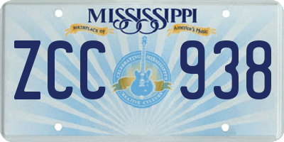 MS license plate ZCC938