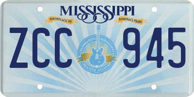 MS license plate ZCC945