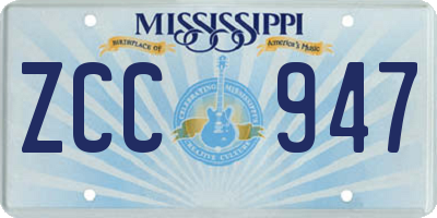 MS license plate ZCC947