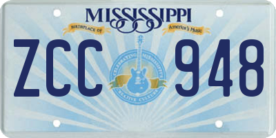 MS license plate ZCC948