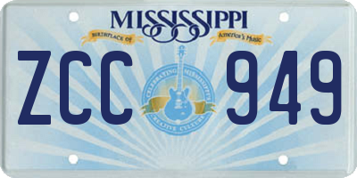 MS license plate ZCC949