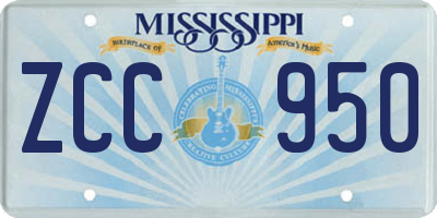 MS license plate ZCC950