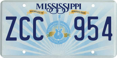 MS license plate ZCC954