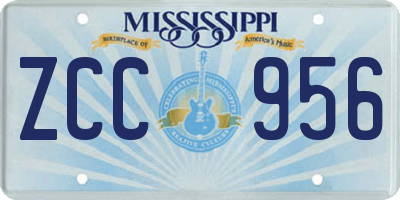 MS license plate ZCC956