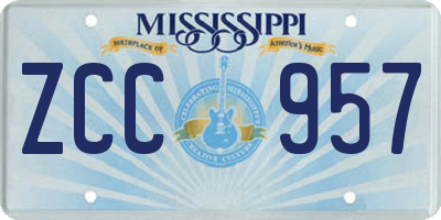 MS license plate ZCC957