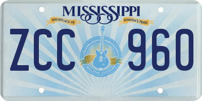 MS license plate ZCC960