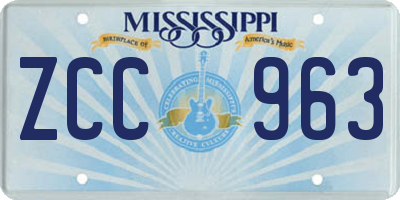 MS license plate ZCC963