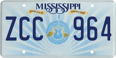 MS license plate ZCC964