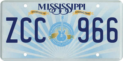 MS license plate ZCC966