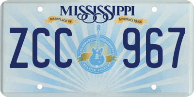 MS license plate ZCC967