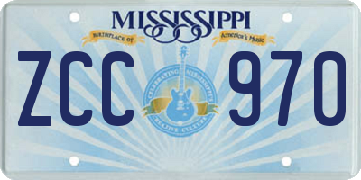 MS license plate ZCC970