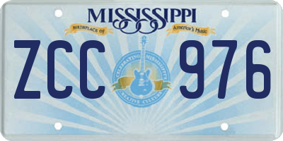 MS license plate ZCC976