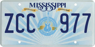 MS license plate ZCC977