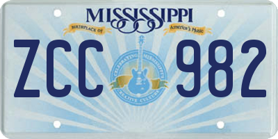 MS license plate ZCC982