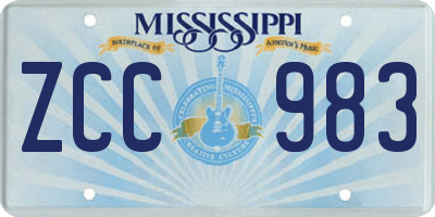 MS license plate ZCC983