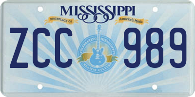 MS license plate ZCC989