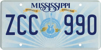 MS license plate ZCC990
