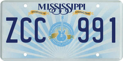 MS license plate ZCC991