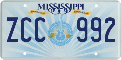 MS license plate ZCC992
