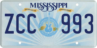 MS license plate ZCC993