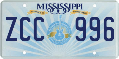 MS license plate ZCC996