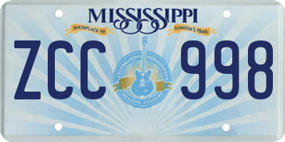 MS license plate ZCC998