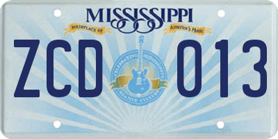 MS license plate ZCD013
