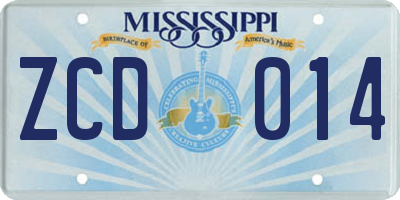 MS license plate ZCD014