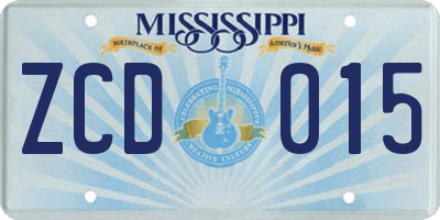 MS license plate ZCD015