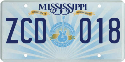 MS license plate ZCD018
