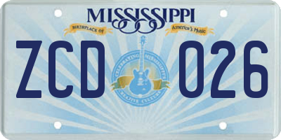 MS license plate ZCD026