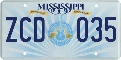 MS license plate ZCD035