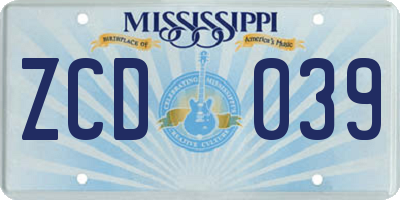 MS license plate ZCD039