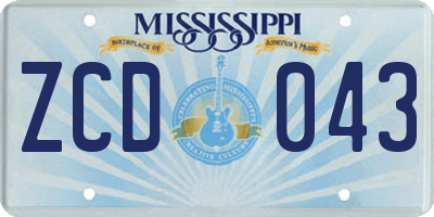 MS license plate ZCD043