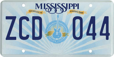 MS license plate ZCD044