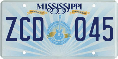 MS license plate ZCD045