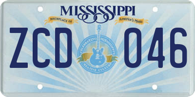 MS license plate ZCD046