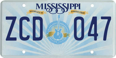 MS license plate ZCD047