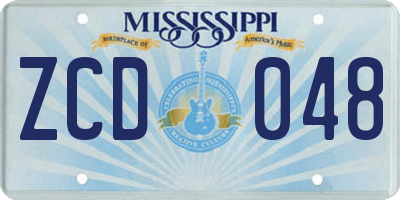 MS license plate ZCD048