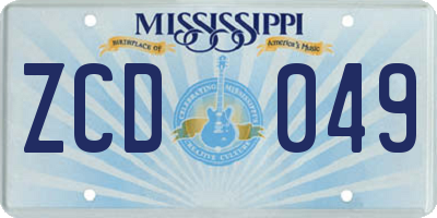 MS license plate ZCD049