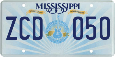 MS license plate ZCD050