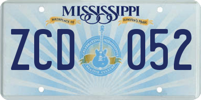 MS license plate ZCD052