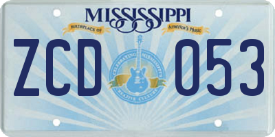 MS license plate ZCD053