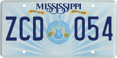 MS license plate ZCD054