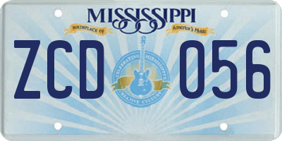 MS license plate ZCD056