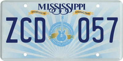 MS license plate ZCD057